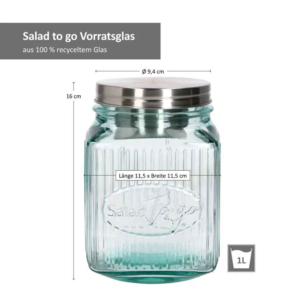 3tlg Set Salat To Go Vorratsglas 1L Lunch-Box Für Salat Nachhaltig Aufbewahrung 7 3tlg Set Salat To Go Vorratsglas 1L Lunch-Box Für Salat Nachhaltig Aufbewahrung – Bild 5