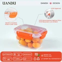 Uandu Lock & Fresh 5er Vorratsdosen Set, Frischhaltedosen Mit Deckel Für Lebensmittel, Mikrowellen-, Und Gefriergeeignet, Vorratsdosen Mit Deckel, Meal Prep Boxen, Aufbewahrungsbox Küche - Rot -Mepalhom Geschaft 6d6b05738bc89576be6891a6b953db09