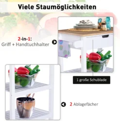 HOMCOM Servierwagen, Küchenwagen Mit Handtuchhalter, Küchentrolley, Beistellwagen Mit Schublade, Weiß, 64 X 39 X 84,5 Cm 12 HOMCOM Servierwagen, Küchenwagen Mit Handtuchhalter, Küchentrolley, Beistellwagen Mit Schublade, Weiß, 64 X 39 X 84,5 Cm -Mepalhom Geschaft 707b4dfa26e59f81ebfaf833bb54933d