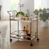 WOHNLING Design Servierwagen Dunkles Gold 2 Ebenen Mit Bremsen | Beistelltisch Auf Rollen | Speisewagen Mit Glasplatte | Küchenwagen | Teewagen -Mepalhom Geschaft 708fa0559882609a192d7bc00ba70e28