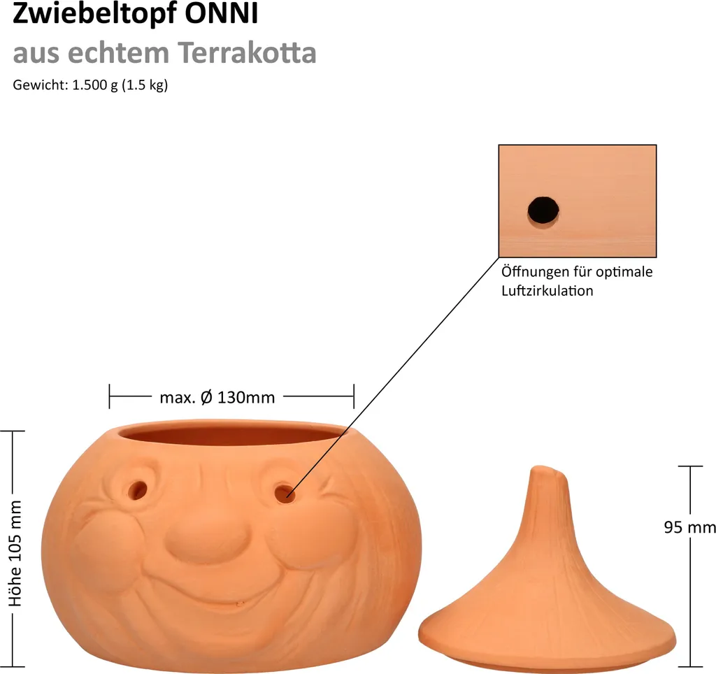 Mambocat Zwiebeltopf Onni Terrakotta Vorrats-Dose Mit Deckel Zur Aufbewahrung Von Ca. 900g Zwiebeln 9 Mambocat Zwiebeltopf Onni Terrakotta Vorrats-Dose Mit Deckel Zur Aufbewahrung Von Ca. 900g Zwiebeln – Bild 7