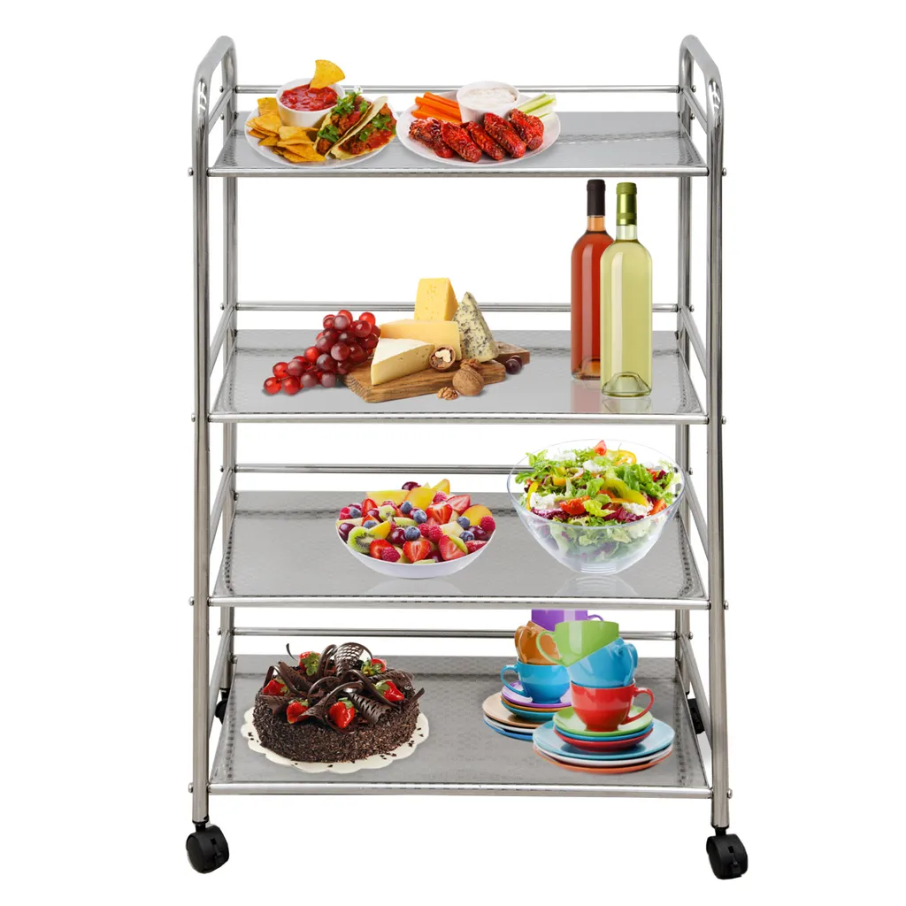Edelstahl Küchenwagen 4 Etagen 60x35x100cm Servierwagen Rollregal Bad-Rollwagen 4 Edelstahl Küchenwagen 4 Etagen 60x35x100cm Servierwagen Rollregal Bad-Rollwagen – Bild 2