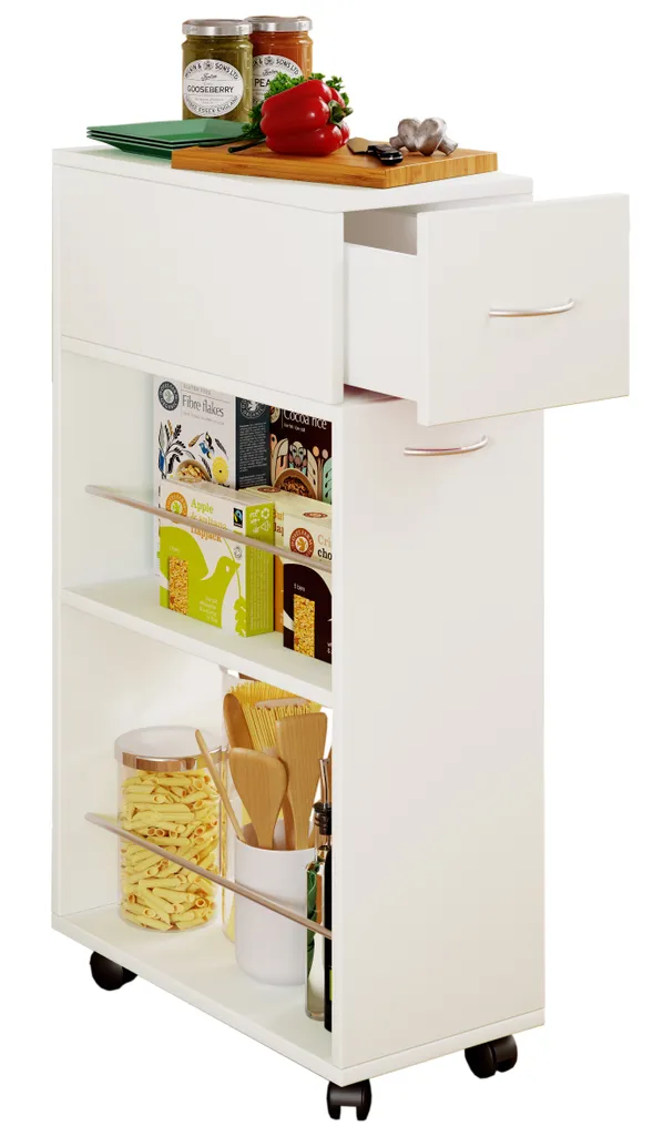 VCM Küchenwagen Servierwagen Rollwagen Nischenschrank Rollbar Rollen Tusal Schublade Weiß 3 VCM Küchenwagen Servierwagen Rollwagen Nischenschrank Rollbar Rollen Tusal Schublade Weiß