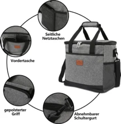 Lospitch 25L Kühltasche Faltbar Kühlkorb Kühlbox Isoliertasche Thermotasche Picknicktasche Für Lebensmitteltransport, Grau -Mepalhom Geschaft 752830694297517ab9a7f72dfd7155fc