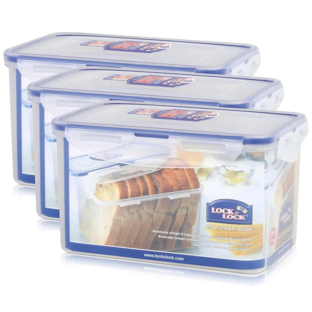 Lock & Lock Lock&Lock HPL818 Vorratsdose 1,9L - Luft Und Wasserdicht - Rechteckig (3er Pack 3 Lock & Lock Lock&Lock HPL818 Vorratsdose 1,9L - Luft Und Wasserdicht - Rechteckig (3er Pack