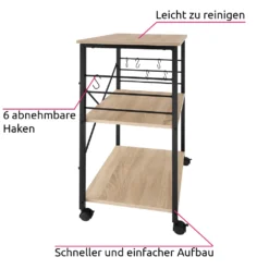 Tectake Servierwagen Rugby 65,5x45,5x88,5cm - Industrial Holz Hell, Eiche Sonoma -Mepalhom Geschaft 7910639d47af72043453f180b4705722