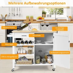 COSTWAY Küchenwagen Auf Rollen, Kücheninsel Mit Schublade, Weinregal, Offene Regale & Handtuchhalter, Platzsparender Servierwagen, Für Küche, Esszimmer, Bar, Weiß 11 COSTWAY Küchenwagen Auf Rollen, Kücheninsel Mit Schublade, Weinregal, Offene Regale & Handtuchhalter, Platzsparender Servierwagen, Für Küche, Esszimmer, Bar, Weiß -Mepalhom Geschaft 7e93c9eb4989fd4da21ed5cd48537076