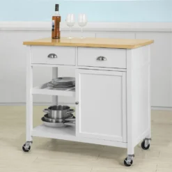 SoBuy Küchenwagen Mit Ablagen Und Schubladen Küchenschrank Rollwagen,FKW62-WN