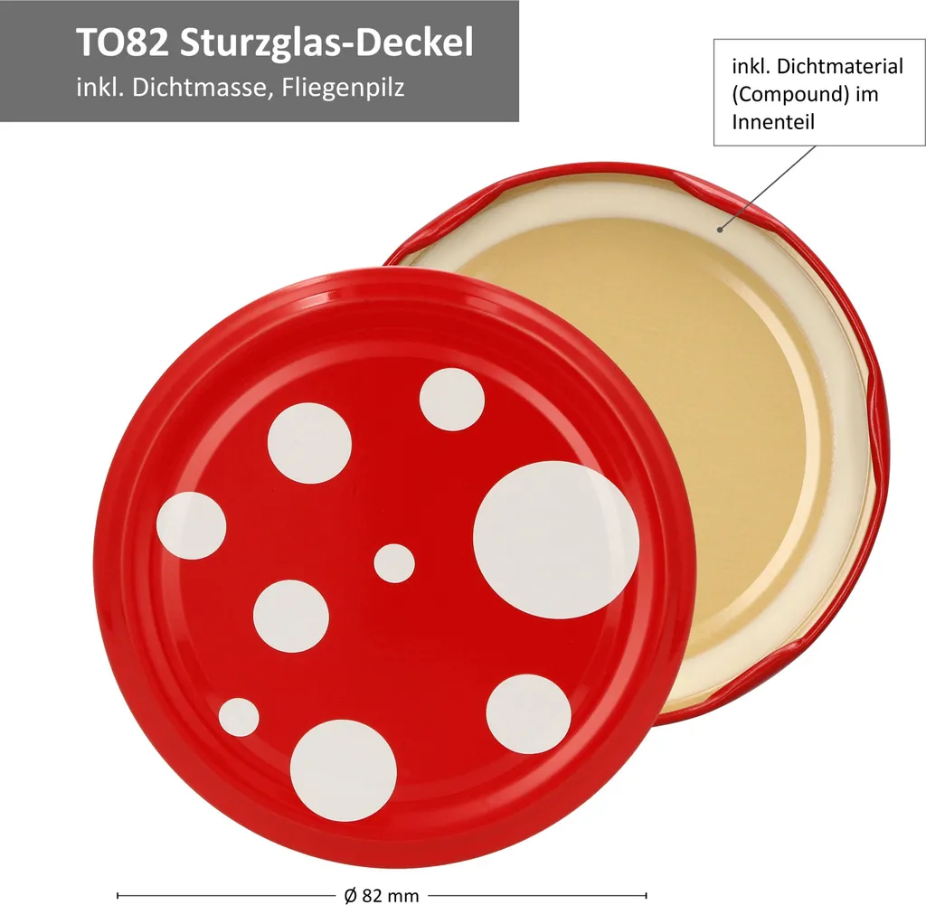 12x Einmachgläser 720ml Deckel Mit Fliegenpilz-Dekor Twist-Off TO 82 + Rezeptheft 6 12x Einmachgläser 720ml Deckel Mit Fliegenpilz-Dekor Twist-Off TO 82 + Rezeptheft – Bild 4