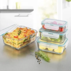 GOURMETmaxx Glas-Frischhaltedosen Klick-it 8-tlg. Frischhaltedosen 4er Set Glas Klick-It Gefrierdosen Lunchbox Brotdose Mikrowelle -Mepalhom Geschaft 86dd15d138f4852aaa5e1a4e96ed4a2b