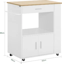 SoBuy FKW113-WN Servierwagen Küchenwagen Kücheninsel Küchenschrank Rollwagen Küchentrolley Mikrowellenschrank Küchenrollwagen Weiß BHT Ca.: 75x83x46cm -Mepalhom Geschaft 8758957e540efa854d83e1916d00438a