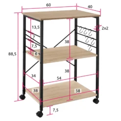 Tectake Servierwagen Rugby 65,5x45,5x88,5cm - Industrial Holz Hell, Eiche Sonoma -Mepalhom Geschaft 8857a1af18d10a3ed1319200d46dbb3c