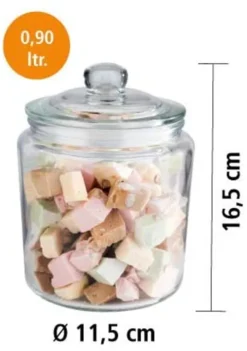 APS Vorratsglas -CLASSIC- /// Ø 11,5 Cm, H: 16 Cm, Volumen: 0,9 Liter /// Glas Polyethylen /// 82250 -Mepalhom Geschaft 89938edceae595e12194199e59ff9e44