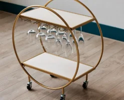 KANDR Barwagen - Weintisch - Servierwagen - Servierwagen - Küchenwagen - Auf Rollen - Rund - Gold -Mepalhom Geschaft 8a2fa2ff7856ee1afe07e647bd6bcec8