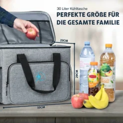 Obics - Kühltasche Gross Faltbar 30l Kuehlbox Isoliertasche Grau Für Essen In Tupperware Für Auto Mit Fächer Lunchtasche Camping Zubehör Für Picknick Essenstasche Isoliert Und Wasserdicht Für Arbeit -Mepalhom Geschaft 8a5a0d09c5dd559cfe89cf5aa8e8a0bb