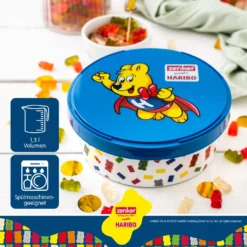 Zenker Haribo Vorratsdose Als Aufbewahrung Für Snacks Und Süßigkeiten Frischhaltedose Aus Kunststoff Mit Süßem Goldbär-Design Runde Dose Für Die Küche -Mepalhom Geschaft 8e772df6da92926d3a904c8ee6c3347f