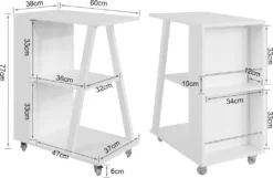 SoBuy FKW77-W Design Servierwagen Küchenwagen Beistellwagen Rollwagen Mit 3 Ablagen Und 2 Regalfächern Weiß BHT Ca.: 60x77x38cm -Mepalhom Geschaft 9498bdfa6c5c590a28b8bc47d8b7cf01