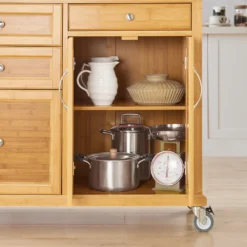 SoBuy FKW70-N Küchenwagen Servierwagen Kücheninsel Küchenschrank Aus Bambus Mit Edelstahlarbeitsplatte BHT Ca.: 115x92x46cm -Mepalhom Geschaft 94f583c4638905141eac84b2e979cb0b