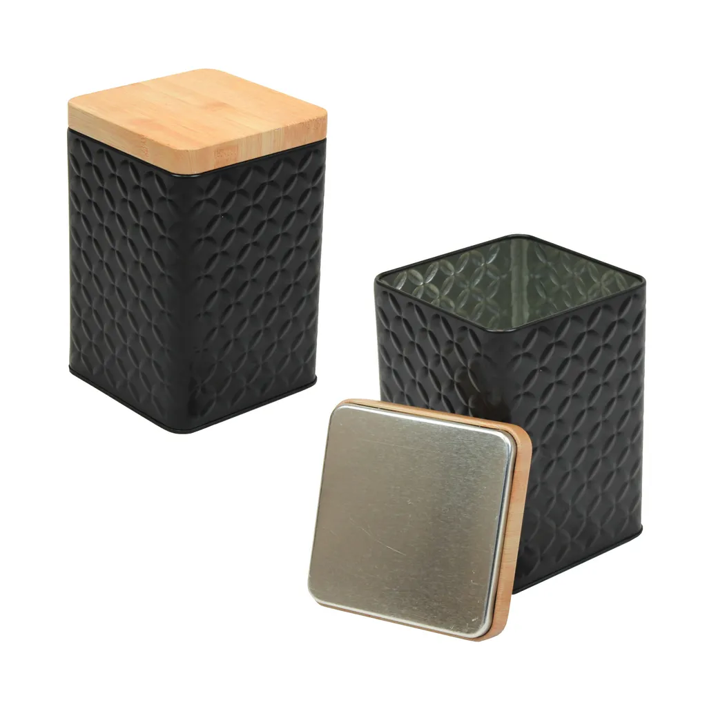 2er Set Metall Vorratsdose Mit Deckel 16x10,5x10,5cm - Schwarz 3 2er Set Metall Vorratsdose Mit Deckel 16x10,5x10,5cm - Schwarz