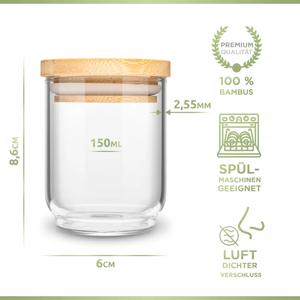 PORADA 12 Stapelbare Gewürzgläser Set 150ml Glasbehälter Mit Deckel Aufbewahrung Küche Gewürzdosen Vorratsdosen Glas Mit Deckel Aufbewahrungsgläser Küchenorganisation Aufbewahrung… 4 PORADA 12 Stapelbare Gewürzgläser Set 150ml Glasbehälter Mit Deckel Aufbewahrung Küche Gewürzdosen Vorratsdosen Glas Mit Deckel Aufbewahrungsgläser Küchenorganisation Aufbewahrung… – Bild 2