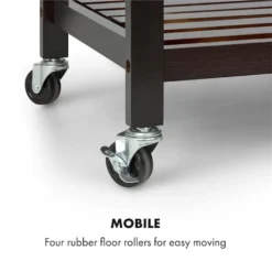 Klarstein Vermont - Küchenwagen, Servierwagen, Küchenrollwagen, 4 Etagen, DREI Ablagen, Herausnehmbare Schublade, Flaschenablage, Edelstahl-Arbeitsplatte, Echtholz, Rollen, Dunkelbraun -Mepalhom Geschaft a79d2ee5da042a9fa14f1638a4489d2d