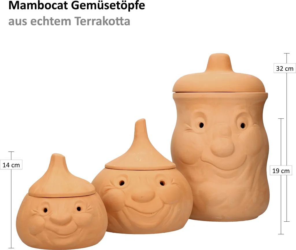 Mambocat 3tlg. Terrakotta-Töpfe Set Knoblauchtopf + Zwiebeltopf + Kartoffeltopf Vorrats-Dosen 9 Mambocat 3tlg. Terrakotta-Töpfe Set Knoblauchtopf + Zwiebeltopf + Kartoffeltopf Vorrats-Dosen – Bild 7
