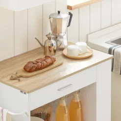 SoBuy FKW113-WN Servierwagen Küchenwagen Kücheninsel Küchenschrank Rollwagen Küchentrolley Mikrowellenschrank Küchenrollwagen Weiß BHT Ca.: 75x83x46cm -Mepalhom Geschaft aaea3f2dfc0ce76820c091208375681e