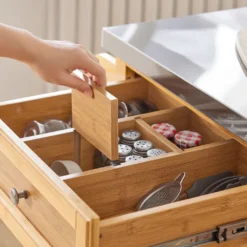 SoBuy FKW70-N Küchenwagen Servierwagen Kücheninsel Küchenschrank Aus Bambus Mit Edelstahlarbeitsplatte BHT Ca.: 115x92x46cm -Mepalhom Geschaft ab1424b820dbf8b18f26ebd88334c474