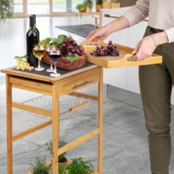 ONVAYA Küchenwagen Kyoto Auf Rollen, Küchenrollwagen Aus Bambus Mit Arbeitsplatte Schwarz Aus Stein, Praktischer Beistellwagen Für Die Küche Inkl. Schubladen -Mepalhom Geschaft ab686584dd92bfe0b0032a8441362312