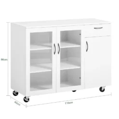 SoBuy FSB57-W Sideboard Auf Rollen Küchenwagen Küchenschrank Rollwagen Aufbewahrungsschrank Küchekommode Küchentrolley Weiß BHT Ca.: 116x86x40cm -Mepalhom Geschaft b14ced0cec83569e8107c762691f4f3c