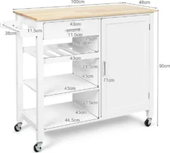 COSTWAY Küchenwagen Auf Rollen, Kücheninsel Mit Schublade, Weinregal, Offene Regale & Handtuchhalter, Platzsparender Servierwagen, Für Küche, Esszimmer, Bar, Weiß 15 COSTWAY Küchenwagen Auf Rollen, Kücheninsel Mit Schublade, Weinregal, Offene Regale & Handtuchhalter, Platzsparender Servierwagen, Für Küche, Esszimmer, Bar, Weiß -Mepalhom Geschaft b3b734fc4f13120898a051c52c8cf395