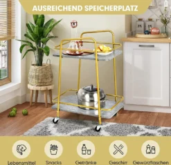 COSTWAY Küchenwagen Mit Universalrädern, Barwagen Rollwagen 2 Ablagen, Mobiler Servierwagen, Haushaltswagen Mit Stahlrahmen, Mehrzweckwagen Für Haus, Restaurant, Allzweckwagen Badwagen, Grau+Golden 10 COSTWAY Küchenwagen Mit Universalrädern, Barwagen Rollwagen 2 Ablagen, Mobiler Servierwagen, Haushaltswagen Mit Stahlrahmen, Mehrzweckwagen Für Haus, Restaurant, Allzweckwagen Badwagen, Grau+Golden -Mepalhom Geschaft b477380898bdb03f35b3d98599084561
