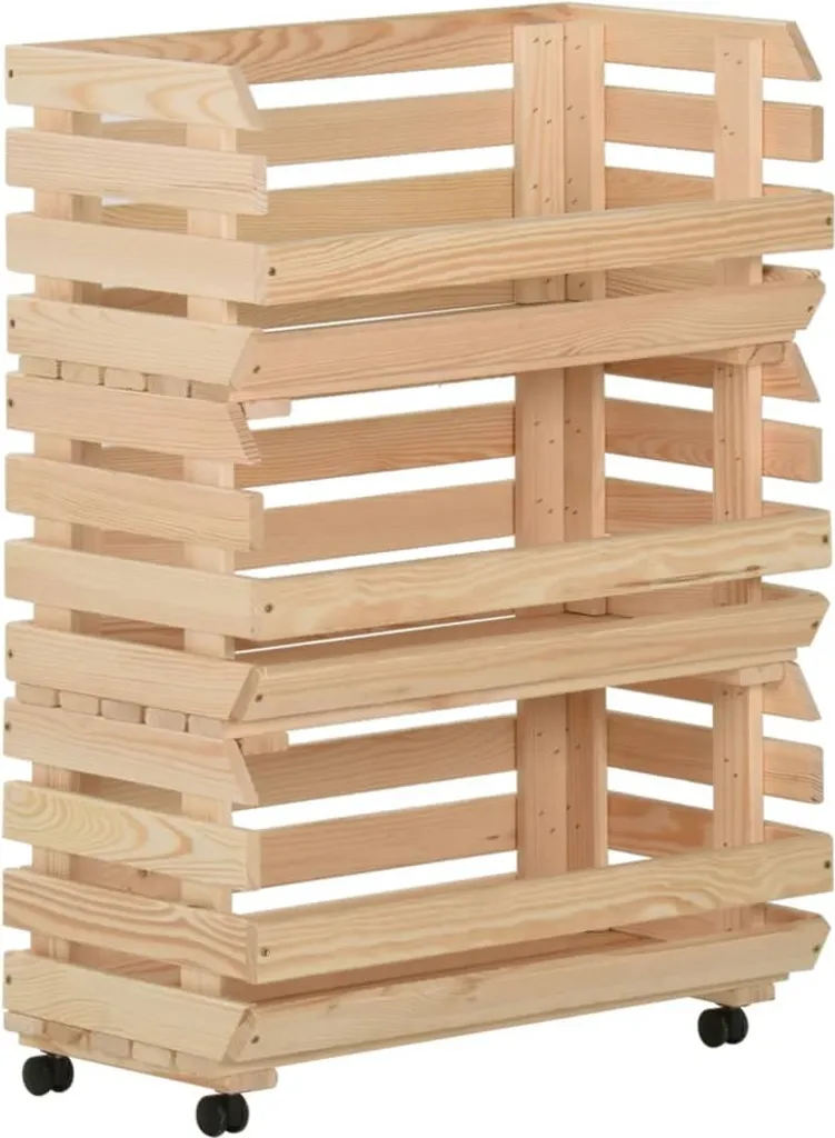 VidaXL Gemüsewagen 57x30x80 Cm Massivholz Kiefer 3 VidaXL Gemüsewagen 57x30x80 Cm Massivholz Kiefer