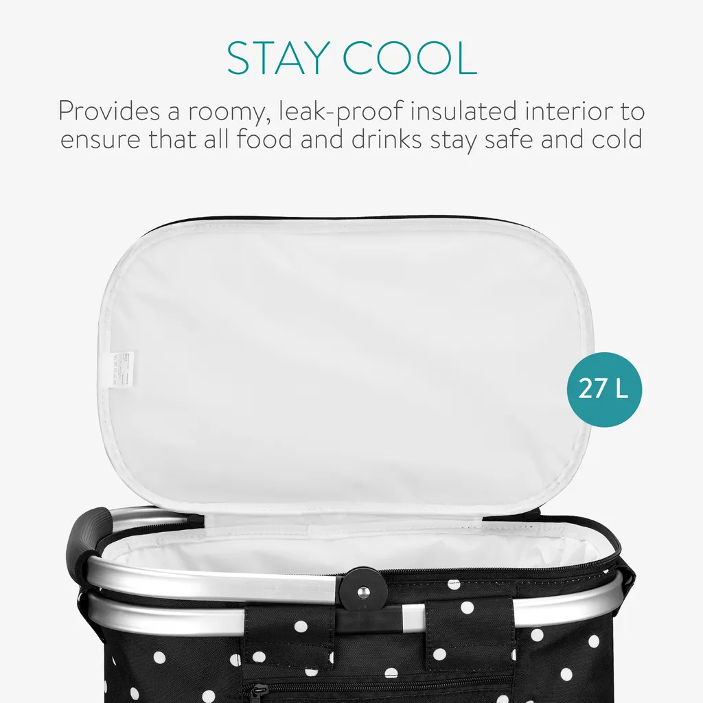Navaris Thermo Einkaufskorb Kühltasche Faltbar - 27L Kühlkorb Picknickkorb Isolier Korb - 43x26cm Einkaufstasche Coolerbag Auslaufsicher In Schwarz 5 Navaris Thermo Einkaufskorb Kühltasche Faltbar - 27L Kühlkorb Picknickkorb Isolier Korb - 43x26cm Einkaufstasche Coolerbag Auslaufsicher In Schwarz – Bild 3