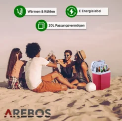 AREBOS 20 Liter Kühlbox Elektrisch, Klein, Zum Kühlen Und Warmhalten, Mit ECO Modus, 12/230 V Für Auto Und Steckdose, Kühltasche, Isoliertasche -Mepalhom Geschaft bd89cc33f4131236077972cadab6cd28