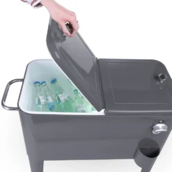 Kühlwagen, Servierwagen Outdoor Mit Großer Kühlbox, Getränkekühler Beistellwagen Für Garten, Rollbarer Party Kühlwagen Im Retro-Look – 57l, Farbe:anthrazit -Mepalhom Geschaft c0d56d4c830ebb83ce3c41c05d63a91d