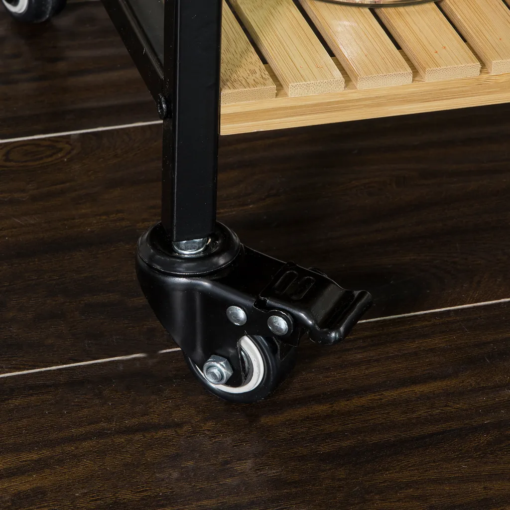 SoBuy Küchenwagen Servierwagen Rollwagen, Aus Metall Und Bambus FKW65-N 9 SoBuy Küchenwagen Servierwagen Rollwagen, Aus Metall Und Bambus FKW65-N – Bild 7