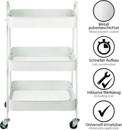 ONVAYA® Servierwagen Silvio | Beistellwagen | Weiß | 30,5 X 45 X 77 Cm | 3 Fächer | Multifunktionswagen | Transportwagen | Allzweckwagen | Küchentrolley | Nischenregal -Mepalhom Geschaft c5f2c951c388f8c9acc0c47a19b0d200