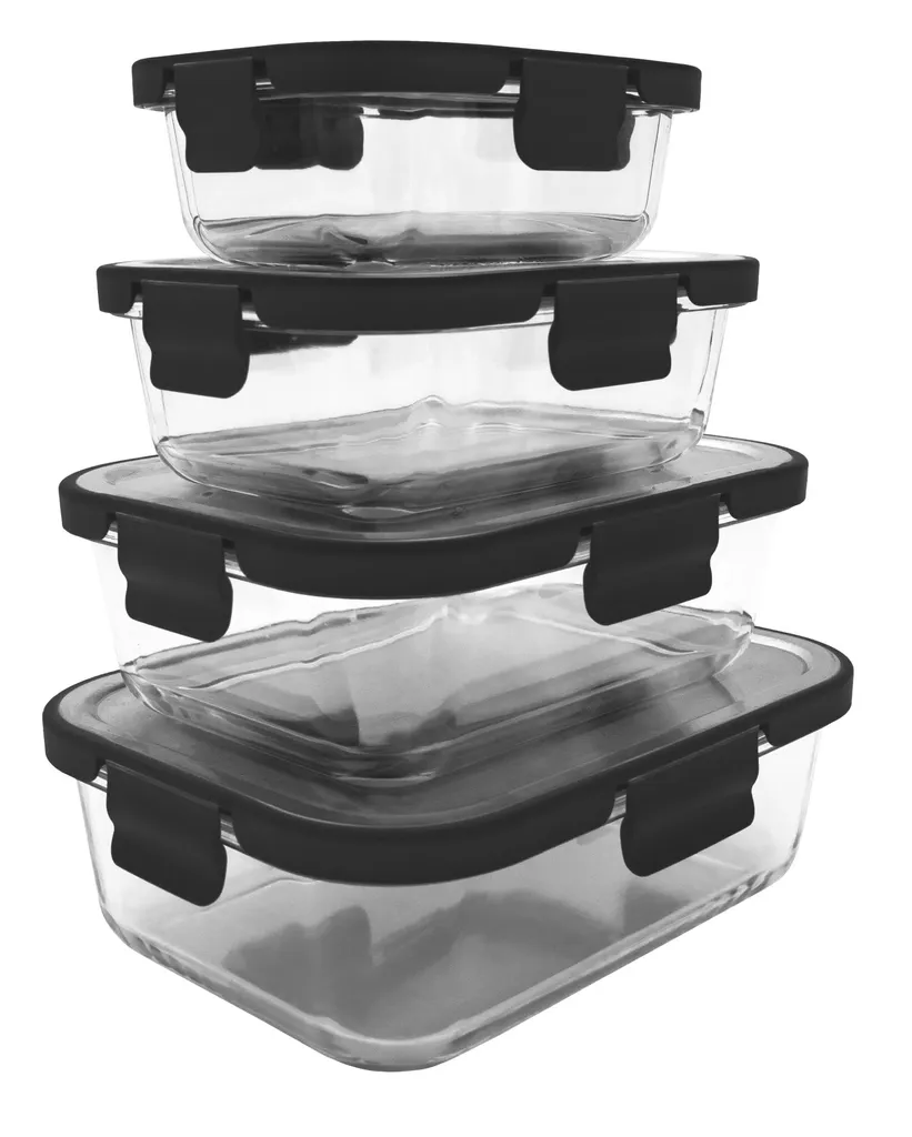 Steuber 4er Set Glas Frischhaltedosen Mit Edelstahldeckel, Auslaufsicher, Backofengeeignet 4 Steuber 4er Set Glas Frischhaltedosen Mit Edelstahldeckel, Auslaufsicher, Backofengeeignet – Bild 2