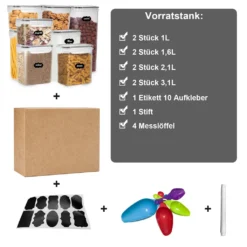 Lospitch 8er Set Vorratsdosen Müsli Behälter Mehl Nudel Schüttdose Pasta Lebensmittel -Mepalhom Geschaft c777d4a74b1335415c4b86cbb1e7d152