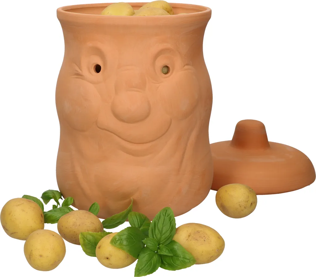 Mambocat 3tlg. Terrakotta-Töpfe Set Knoblauchtopf + Zwiebeltopf + Kartoffeltopf Vorrats-Dosen 7 Mambocat 3tlg. Terrakotta-Töpfe Set Knoblauchtopf + Zwiebeltopf + Kartoffeltopf Vorrats-Dosen – Bild 5