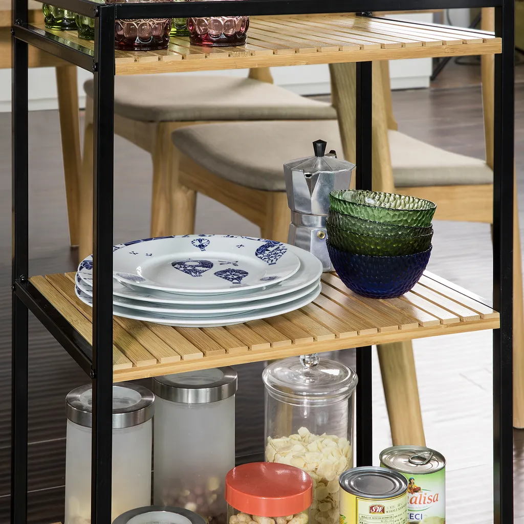 SoBuy Küchenwagen Servierwagen Rollwagen, Aus Metall Und Bambus FKW65-N 8 SoBuy Küchenwagen Servierwagen Rollwagen, Aus Metall Und Bambus FKW65-N – Bild 6