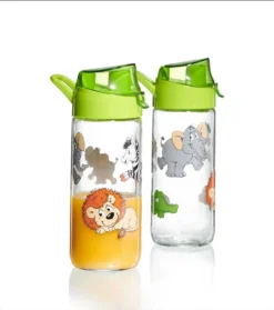 Ritzenhoff & Breker Trinkflasche Happy Zoo, Kinder Flasche, Glas, Bunt, 500 Ml, 812909 -Mepalhom Geschaft cf19e7a75f2fb876179f7bec367b1560