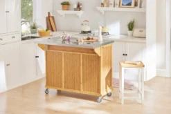 SoBuy FKW69-N Kücheninsel Küchenwagen Mit Erweiterbarer Edelstahlarbeitsplatte Küchenschrank Servierwagen Bambus BHT Ca.: 115x92x46-71cm -Mepalhom Geschaft d17c92e6e1b5094ca020f2c9a5fd68c9