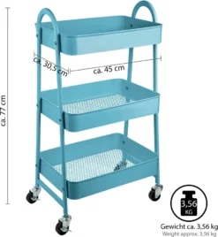 ONVAYA® Servierwagen Silvio | Beistellwagen | Blau | 30,5 X 45 X 77 Cm | 3 Fächer | Multifunktionswagen | Transportwagen | Allzweckwagen | Küchentrolley | Nischenregal -Mepalhom Geschaft d50e545bff3863f677b975523f30a10b