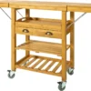 SoBuy FKW25-N Servierwagen Aus Hochwertigem Bambus Küchenwagen Küchenregal Rollwagen BHT Ca: 65 (95/125) X92x40cm -Mepalhom Geschaft d58f2096e6e04d4460f9e2714b414320