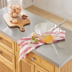 SoBuy FKW70-N Küchenwagen Servierwagen Kücheninsel Küchenschrank Aus Bambus Mit Edelstahlarbeitsplatte BHT Ca.: 115x92x46cm -Mepalhom Geschaft d717517abcab5e3dd525dfdd40fd07a0