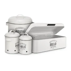 Klarstein Granrosi Iowa Zwiebeltopf Zwiebel-Vorratsdose Zwiebelbox Zwiebelbehälter , Emaille-Stahlblech , Ca. 17 X 22,5 X 14 Cm (BxHxT) , Rostfrei , Lüftungsöffnungen , Füllmenge: Ca. 1,6 Kg Zwiebeln , Seitengriffe , Creme -Mepalhom Geschaft db953aad6ec544cf80ce083910753198