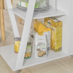 SoBuy FKW77-W Design Servierwagen Küchenwagen Beistellwagen Rollwagen Mit 3 Ablagen Und 2 Regalfächern Weiß BHT Ca.: 60x77x38cm -Mepalhom Geschaft dc89faa374012849587ef8138395d02b