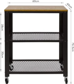 Meerveil Retro Servierwagen, 3 Ebenen Küchenwagen, Rollwagen Auf 4 Rollen, Küchenregal Aus Holz Und Metall, Für Küche Und Wohnzimmer, Vintagebraun-schwarz -Mepalhom Geschaft dd34de2b6af3f4a180116c6ce75eeec4